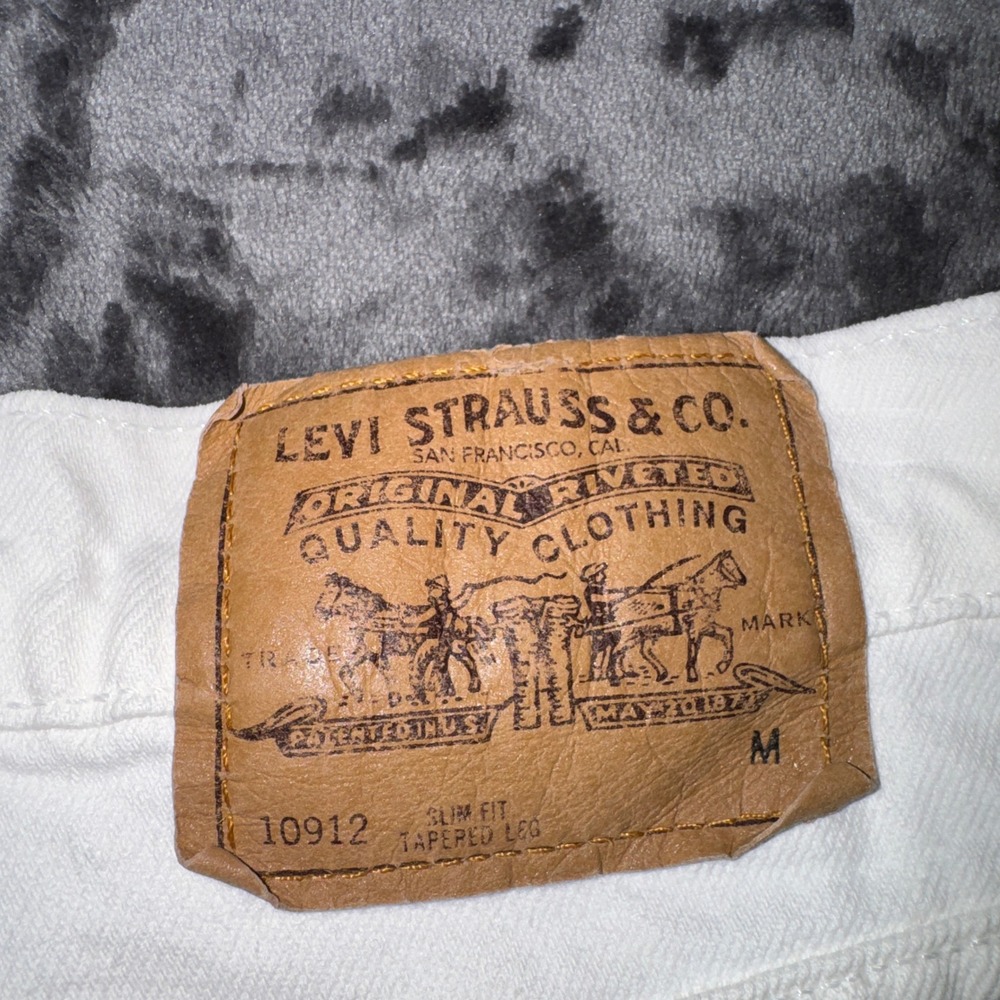 Vintage Levis 912 Slim Fit Tapered Leg White Orange Tab Jeans High Rise 9 Med - Picture 5 of 9